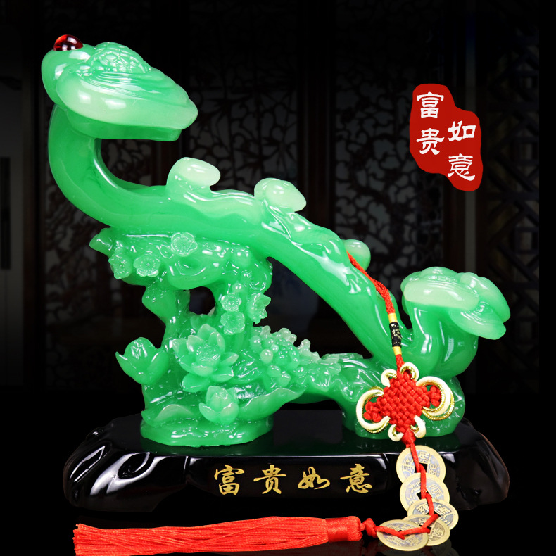 "Fugui Ruyi" figurine Chinese style home living room sideboard entryway office ornament opening gift resin craft