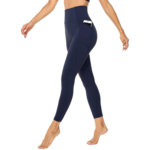 European and American Sports Trousers, Summer Women's Fitness Outdoor Sports High-Waisted Tight Side Pockets Yoga Pants