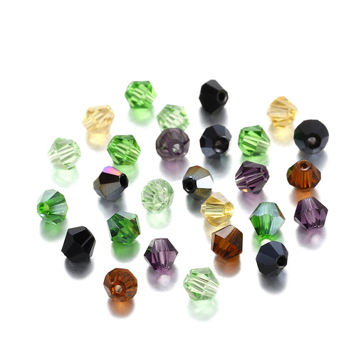 DIY jewelry beads loose beads rhombus 4mm clear glass crystal beads jewelry beading materials jewelry accessories