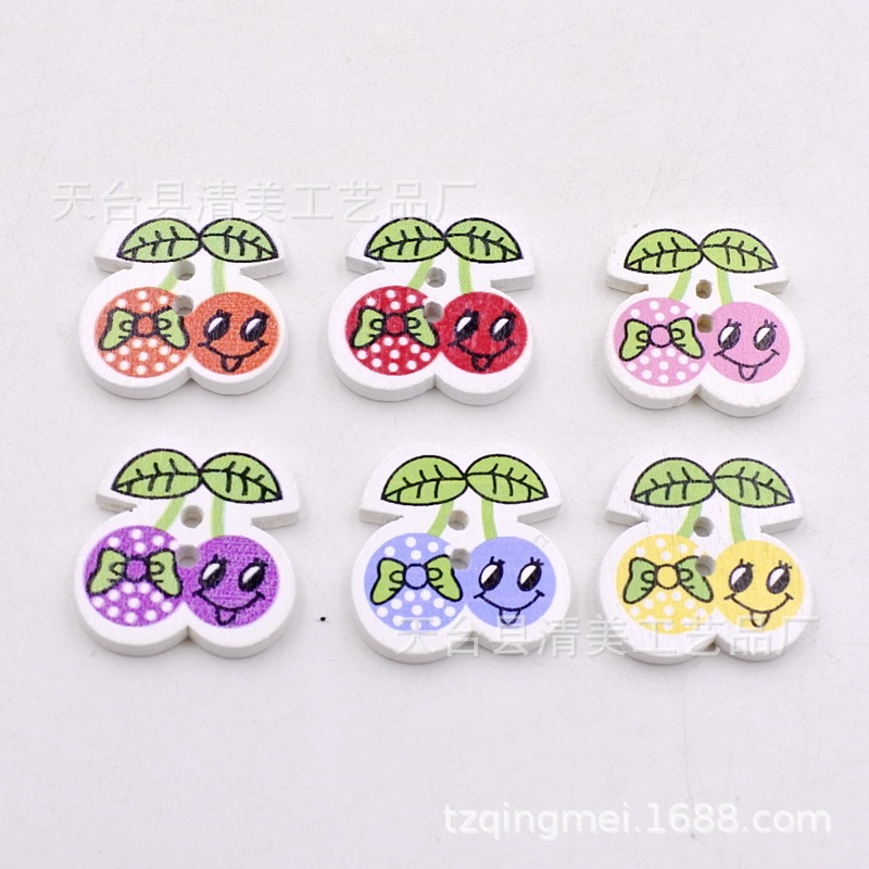 Envío gratuito accesorios hechos a mano de bricolaje colorido Botón de madera de cerezo Ropa Accesorios bufanda hebilla 50 unidades un paquete