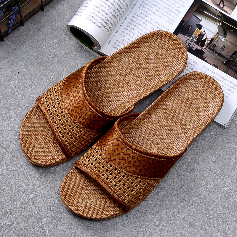 Summer Indoor Home Rattan Woven Slippers, Non-slip And Breathable, For Men And Women, Couples, Home And Office Use, Bamboo_vogvips.com