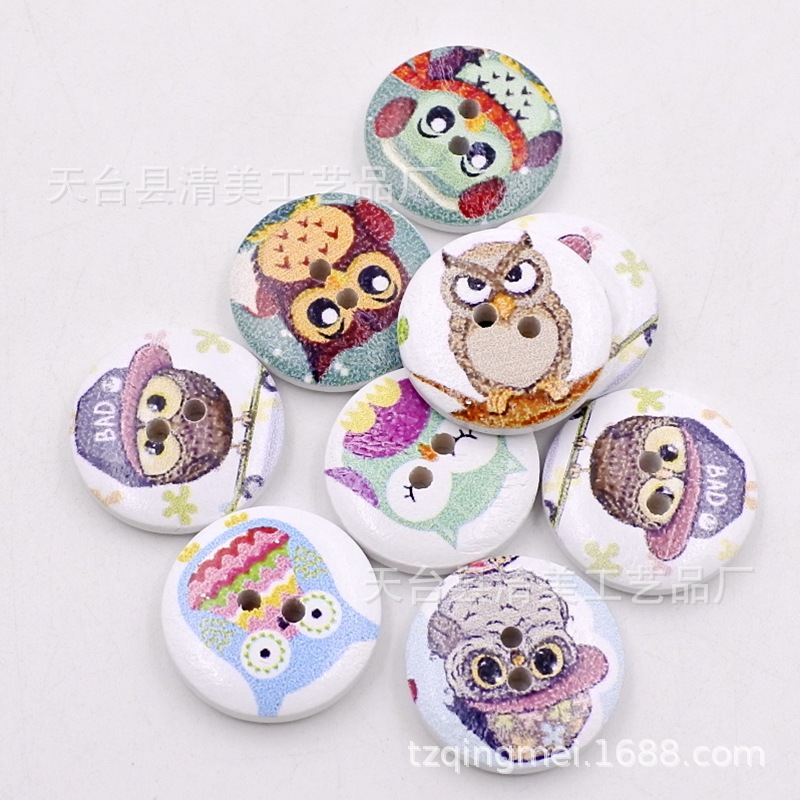 20mm fondo blanco retro búho variedad de botones de búho lindos botones de animales 50 un paquete