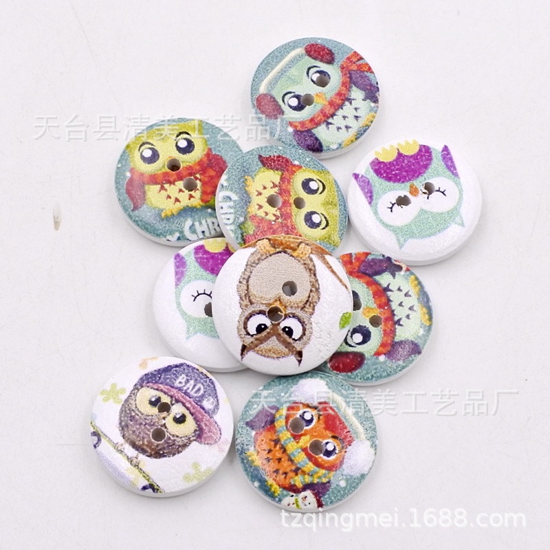 20mm fondo blanco retro búho variedad de botones de búho lindos botones de animales 50 un paquete