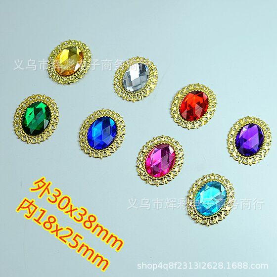 Hot selling metal hollow base color acrylic Diamond costume opera crown head accessories 30*38