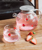 Glossy teapot, strawberry, set