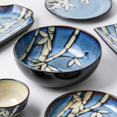 歐美客新中式陶瓷盤子菜盤飯碗組合創意釉下彩家用魚盤子個性餐廳