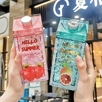 Double-layer Insulated Straw Cup, 400 ml, Broken-Ice Gradient Design, Portable Summer Bottle