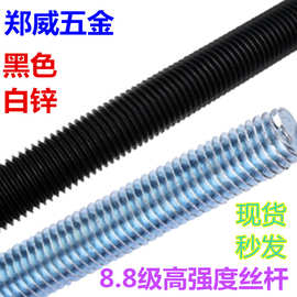 【现货秒发】发黑8.8级镀锌牙条螺杆连接杆 DIN975标准牙丝杆