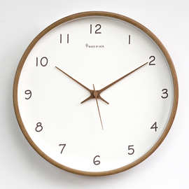 MJK现代简约钟表实木挂钟客厅家用时尚个性创意静音轻奢北欧时钟