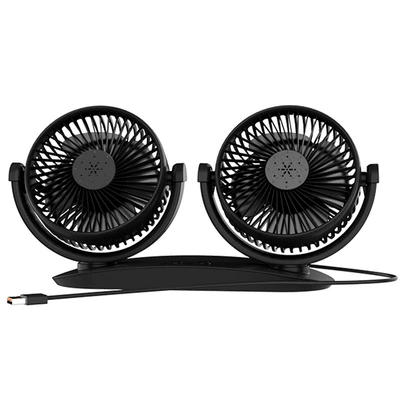 Digər kiçik elektrik cihazlar fan car 12V24v Volt - black-double-head-fan-usb