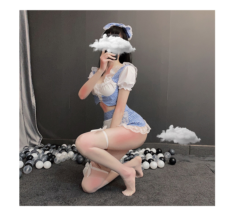 En línea celebridad lencería sexy pequeño pecho Super pasión traje de criada uniforme tentación criada Cosplay sexy entrega