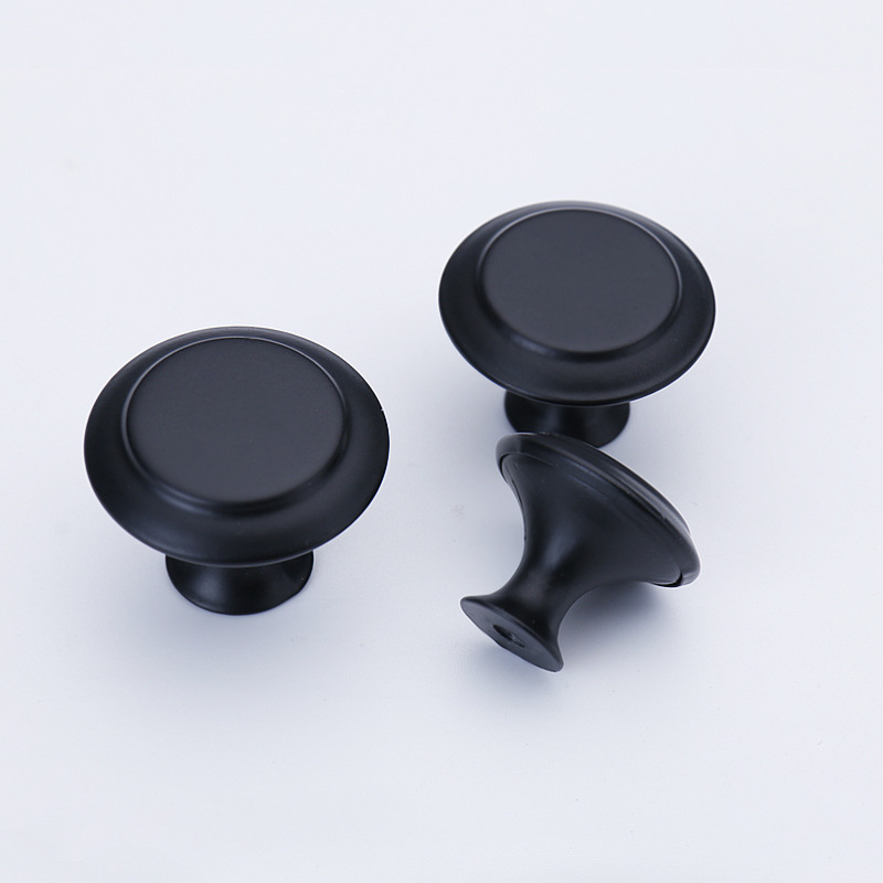 Stainless steel single hole small handle metal round mushroom black silver 906 simple drawer cabinet door thumb handle