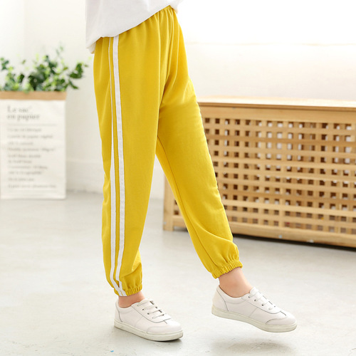 Children's anti-mosquito pants summer thin breathable solid color air-conditioned pants boys' lanterns children's trousers baby children's pants