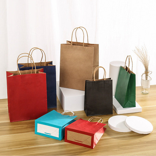 Kraft paper portable gift paper bag snack clothing packaging paper bag wholesale food takeaway packaging bag hand carry
