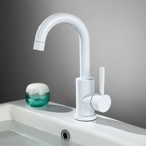 Black 304 stainless steel basin faucet White bathroom washbasin under-counter hot and cold faucet