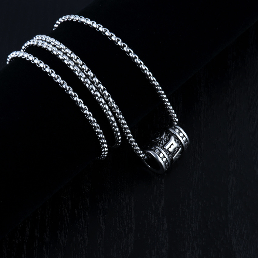 Buddha style six character mantra cylinder fashionable pendant necklace for men and women's talismans, personalized_voghion.com
