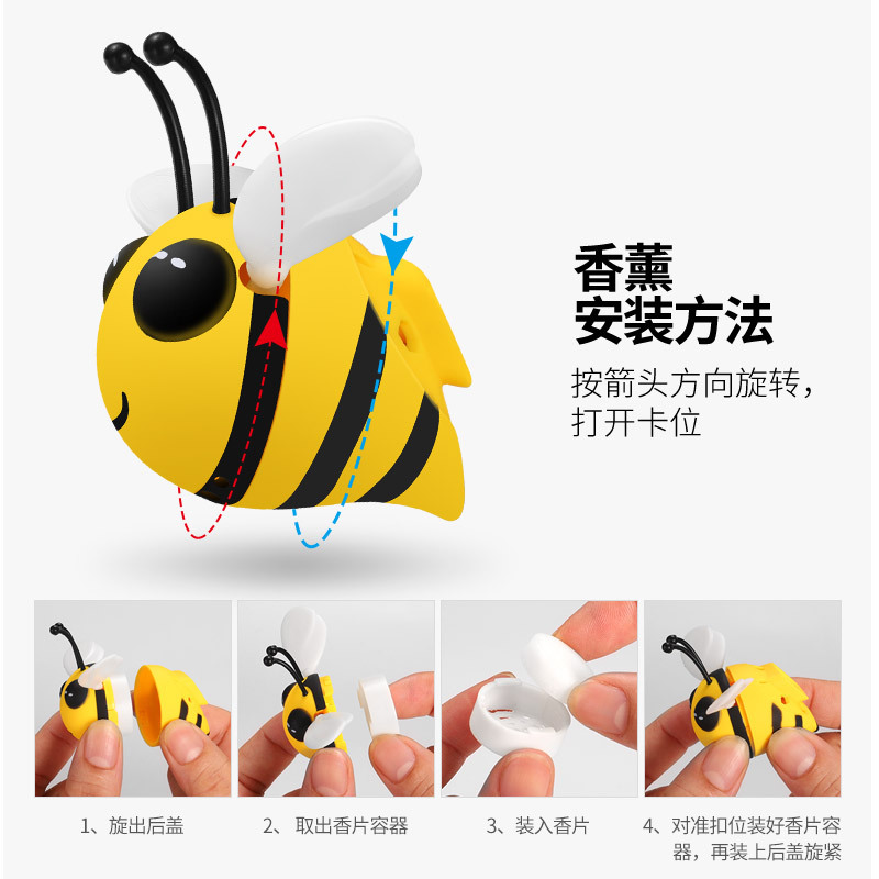 Perfume de dibujos animados coche abeja salida de aire perfume coche aire acondicionado aromaterapia decoración del coche bálsamo interior