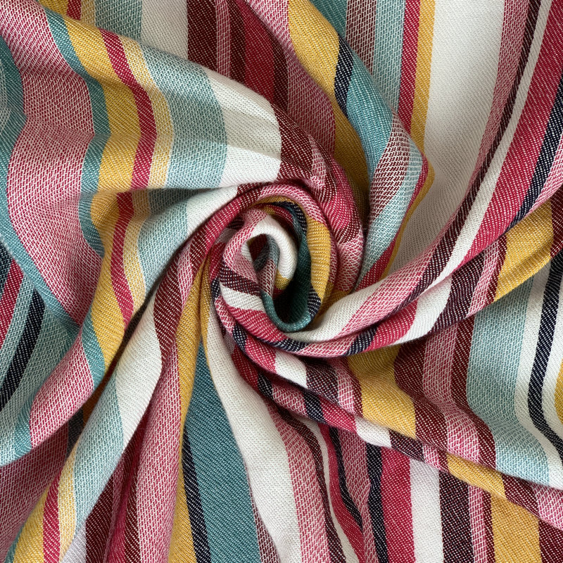 加捻彩条亚麻皱布 梭织亚麻面料 夏季休闲衬衫连衣裙面料蓝童装面