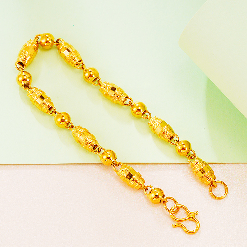 Estilo étnico esmerilado perlas hueco imitación 24K oro pulsera pareja helado de oliva perlas Vietnam arena oro joyería