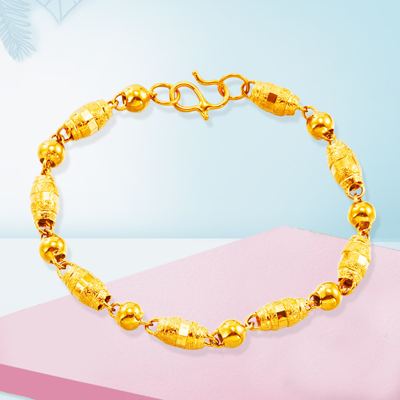 Estilo étnico esmerilado perlas hueco imitación 24K oro pulsera pareja helado de oliva perlas Vietnam arena oro joyería