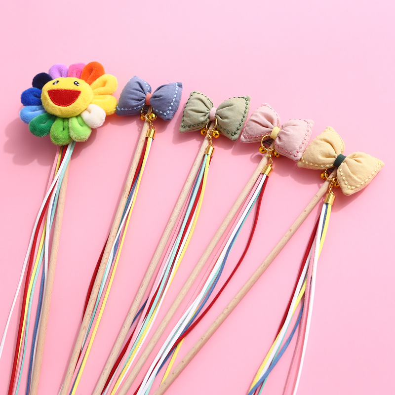 Girasol Arco Iris borla Campana divertido gato palo de comercio exterior gato sonido interactivo entrenamiento para mascotas juguete divertido Varilla de anclaje