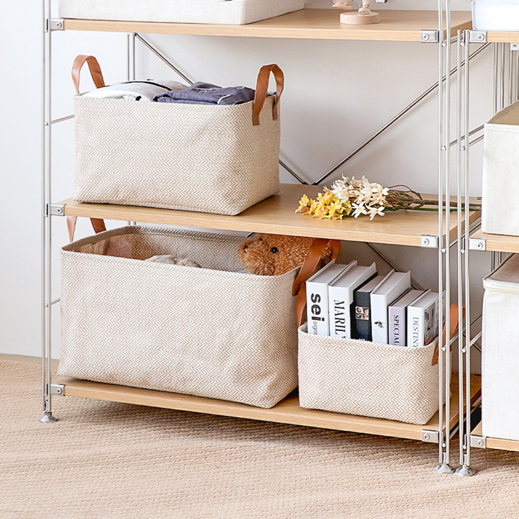 Suministro directo de fábrica suministro transfronterizo simple tejido yute tela de almacenamiento plegable cesta de almacenamiento armario de almacenamiento