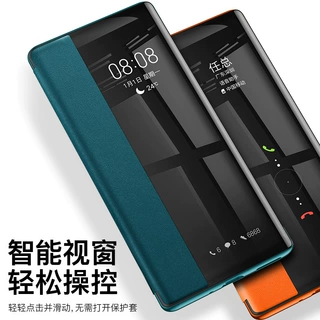适用华为Mate30pro智能皮套P40素皮版翻盖手机壳Mate50防摔保护套