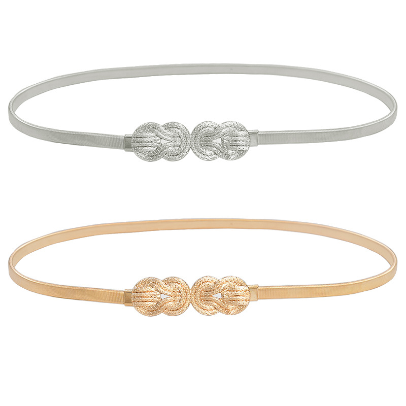 Cinturón fino elástico falda de mujer Vestido de decoración de cadena de cintura elástica dorada simple falda de cintura metálica de todo fósforo