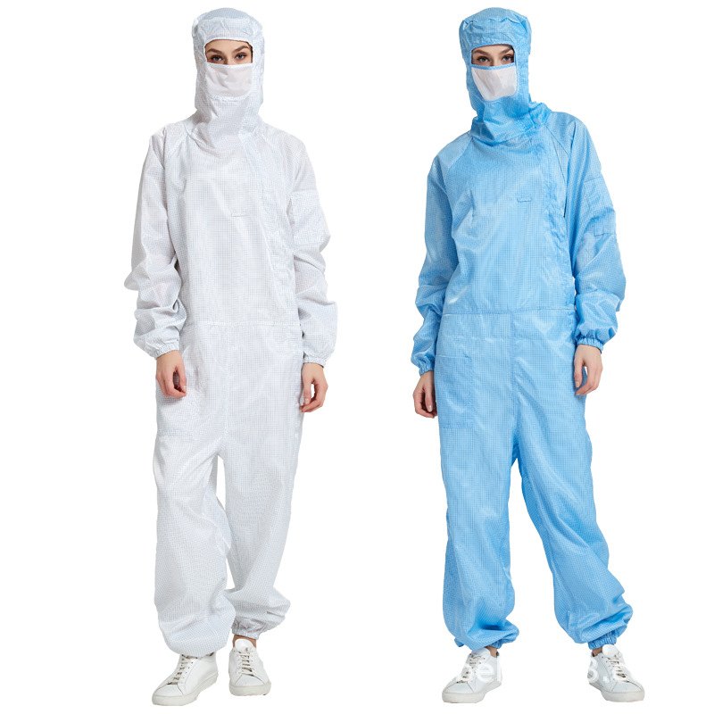 希洁贝尔防静电网格款侧拉链连体服百级电子车间工作服洁净服