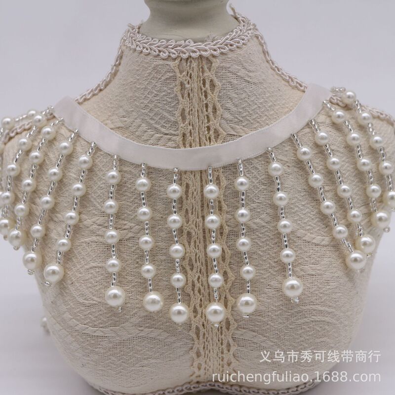 Spot wholesale hot style hand-nail bead lace DIY bead curtain cheongsam Han clothing accessories pendant tassel Pearl ribbon