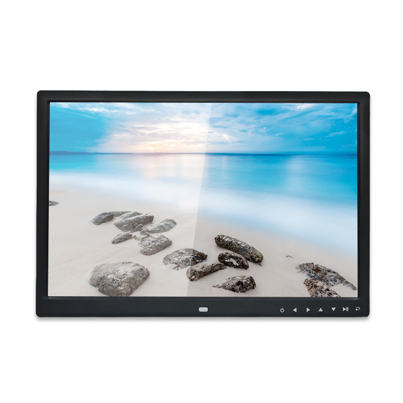 Venta directa de fábrica 17,1 pulgadas HDMI botón táctil portátil pantalla digital foto marco electrónico álbum máquina de publicidad