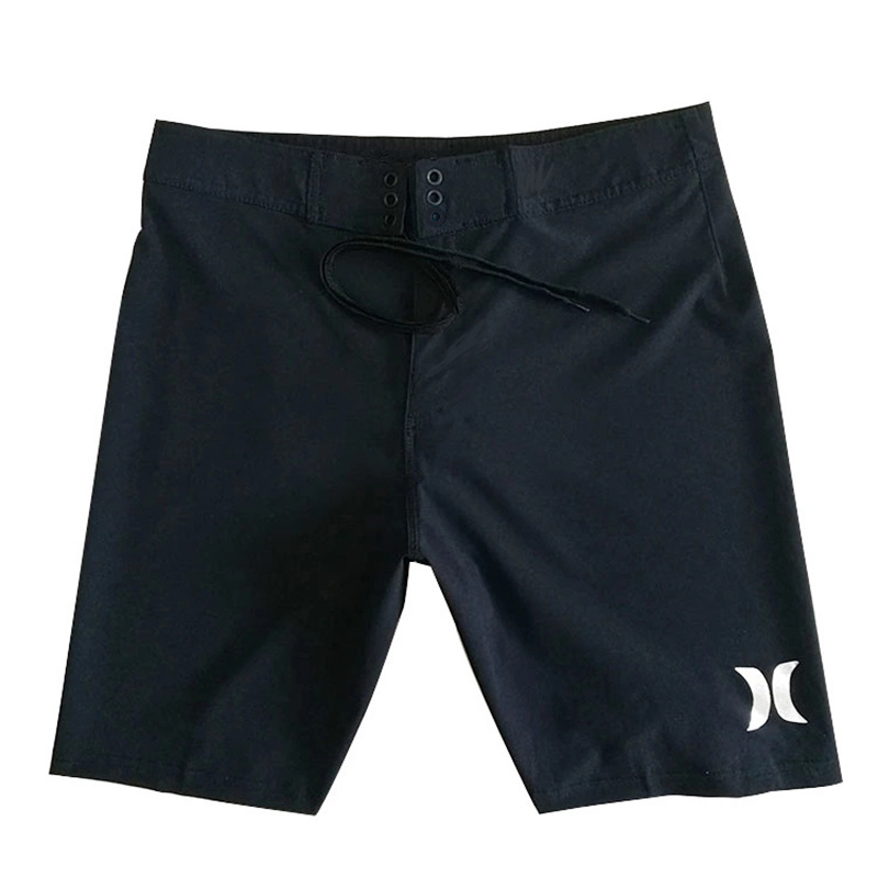 Pure Black Men's Beach Pants Fitness Competition Clothes Beach Shorts Knee-length Large Size Casual Surfing Pants for Men