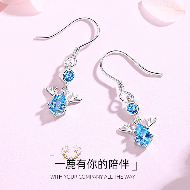 Pendientes de oreja de Diamante Azul E73