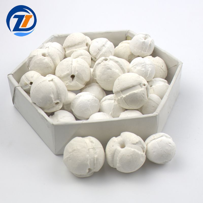 开孔瓷球19mm25mm38mm50mm惰性开孔瓷球  氧化铝惰性瓷球