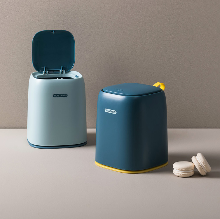 Desktop Trash Can Household Push-Type Trash Can with Lid Mini Dressing Table Storage Bucket Office Storage Paper Basket