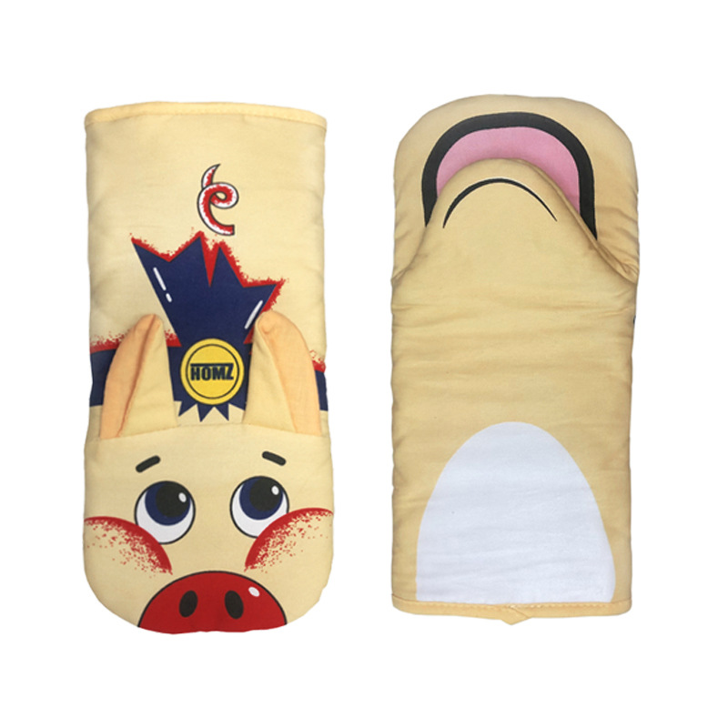 Fábrica al por mayor de algodón de cerdo resistente a altas temperaturas horno microondas horno anti-escaldado hornear guantes de aislamiento térmico de una sola pieza entrega