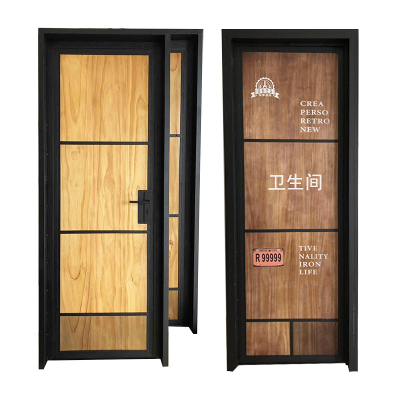 工业风复古铁艺实木门酒吧餐厅包厢ktv民宿室内厨房卫生间厕所门