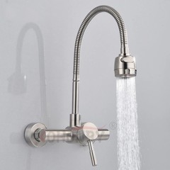 廠家直供 304不鏽鋼廚房水龍頭冷熱混合萬向龍頭兩段式切換出水