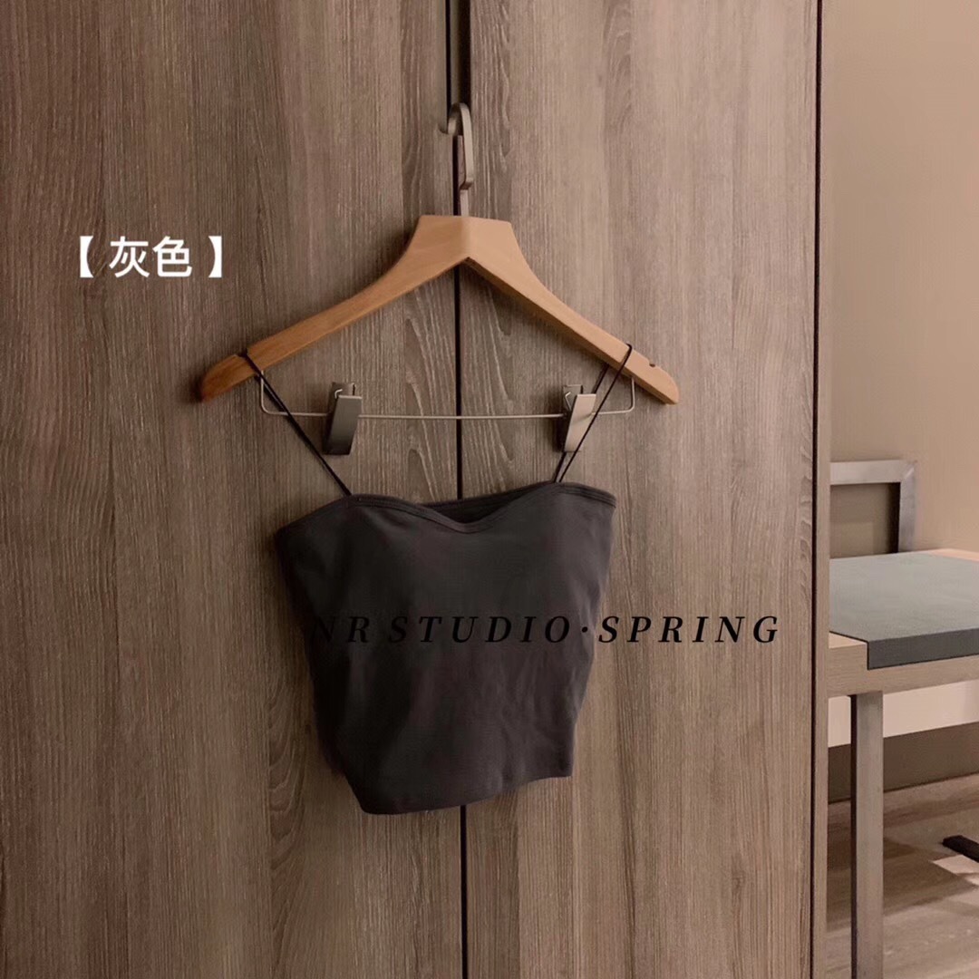 Pintura al óleo Hilo de niña de algodón belleza espalda pequeña camisola de mujer envuelta en el pecho tubo superior camisola sin costuras con almohadilla en el pecho Baita