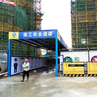 定型化安全通道防护棚 工地人行标准化通道 双立柱钢结构防砸棚