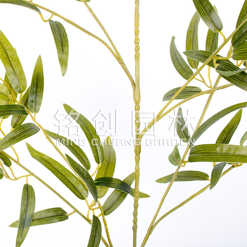 Nuevo paisajismo de plantas verdes de estilo chino, accesorios decorativos de hojas de bambú miniatura simuladas, simulación tridimensional de alta calidad.