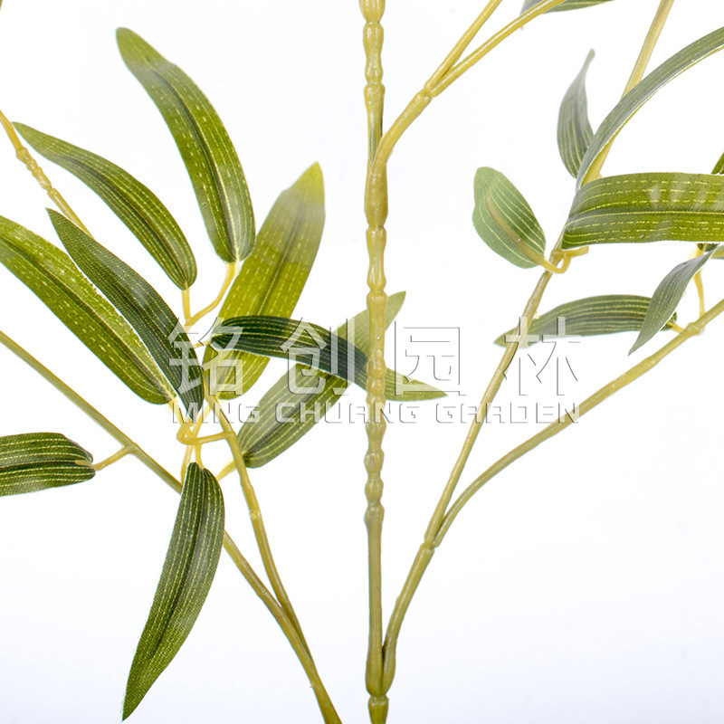 Nuevo paisajismo de plantas verdes de estilo chino, accesorios decorativos de hojas de bambú miniatura simuladas, simulación tridimensional de alta calidad.