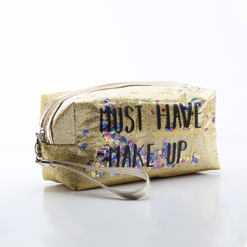 Comercio exterior caliente estilo coreano arenas movedizas bolsa a prueba de salpicaduras brillo bolso transparente bolsa de cosméticos