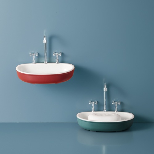 Wuduisheng new creative faucet sink soap box bathroom punch-free adhesive drain double-layer soap box