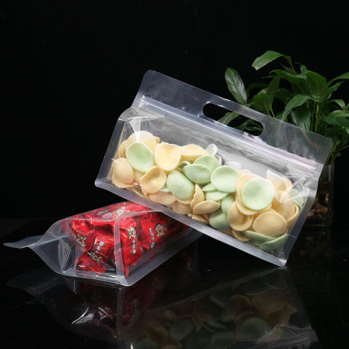 Transparent wide-mouth octagonal self-sealing bag, thick-handled large-sized sealed bag for dry fruits and snacks, specialty food packaging bag for wholesale