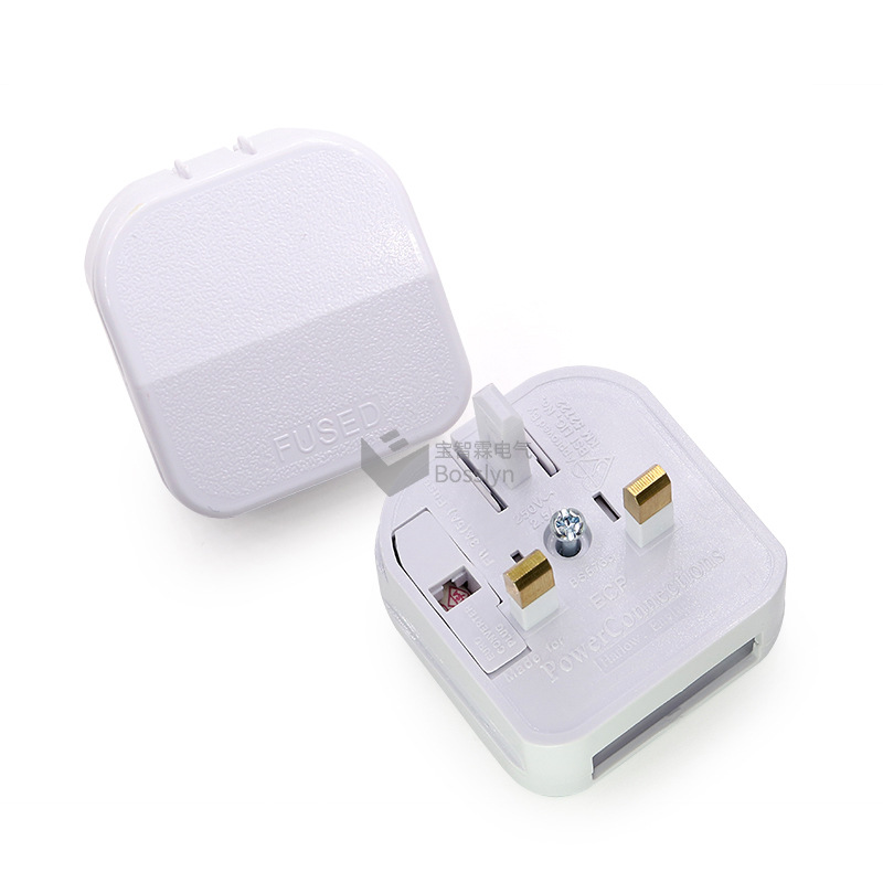 BS5733英标转欧标电源线转接头 翻盖式欧式转英式转换插头黑白色