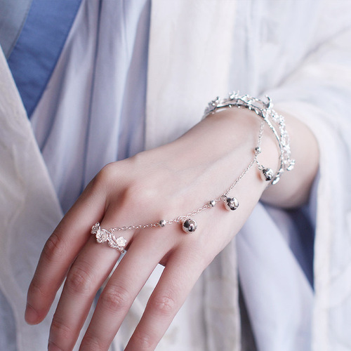 Ancient style bell ring Hanfu hand ornaments open bracelet bracelet Chinese style palace retro accessories 12.9GF068