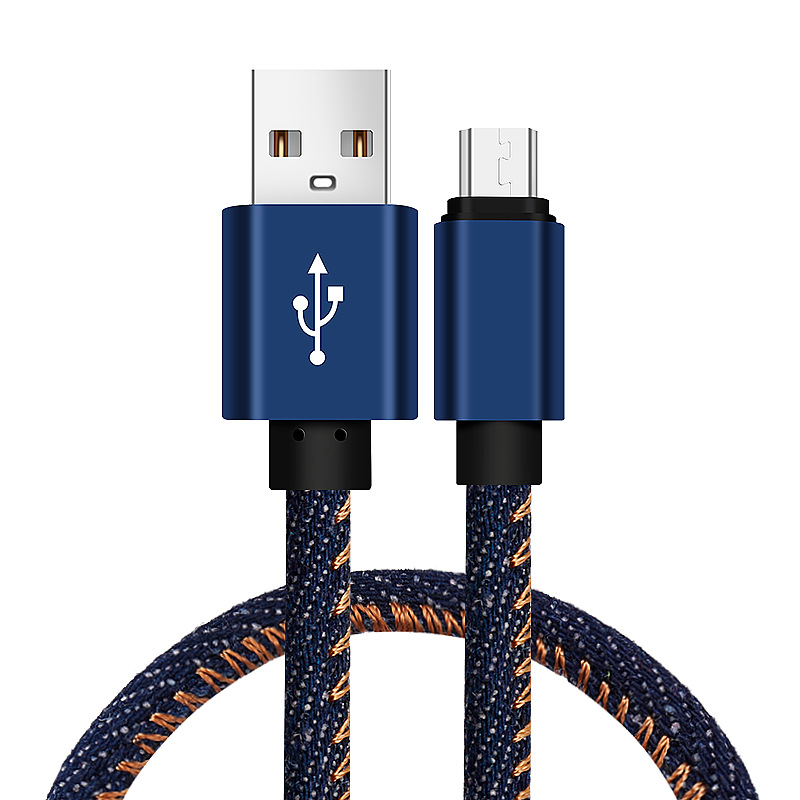 Manufacturer Wholesale Wear-Resistant Charging Cable Suitable for Apple Android Typec Mobile Phone Denim Braided Fast Charging Data Cable