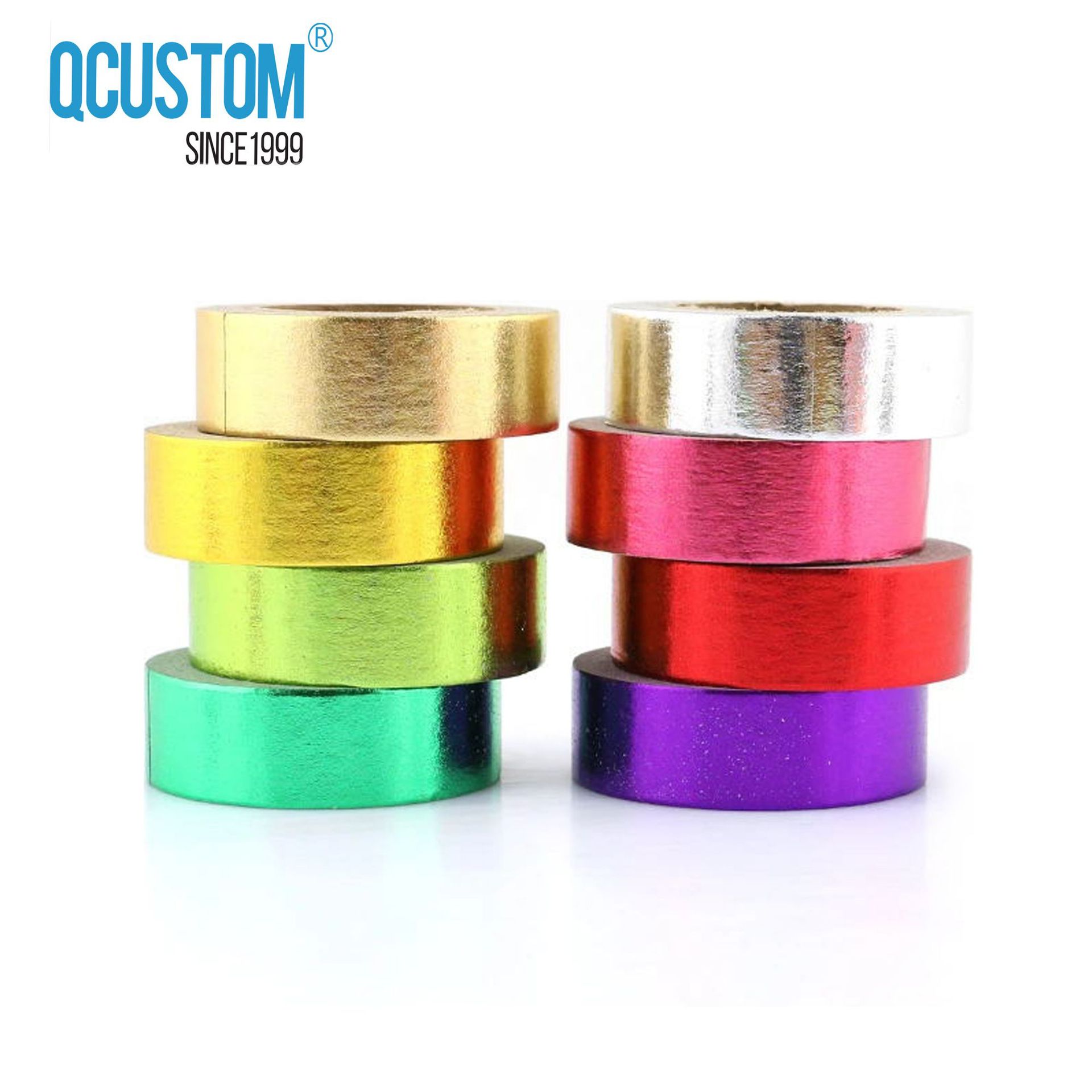 彩虹满版纯色 烫金和纸胶带 日本彩虹烫金胶带 手账胶带 银色胶带