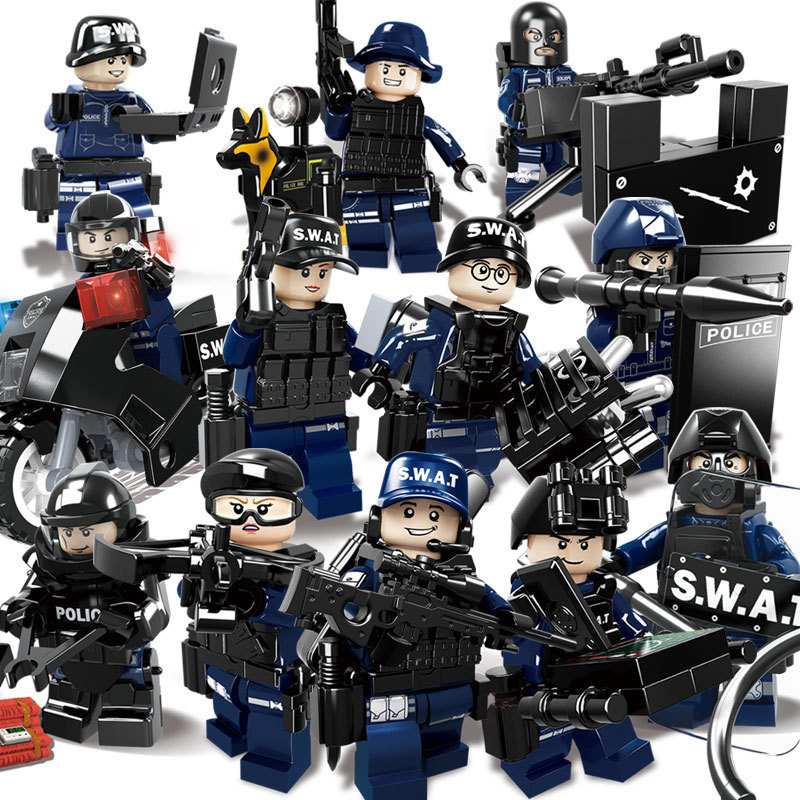 沃马兼容拼装积木人偶 C0500、C0501、C0170特警战队武器